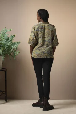 One Hundred Stars Marbled Green Pippa Top|Women Tops