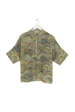 One Hundred Stars Marbled Green Pippa Top|Women Tops