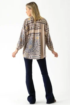 One Hundred Stars Mehndi Blue Darcy Shirt|Women Tops