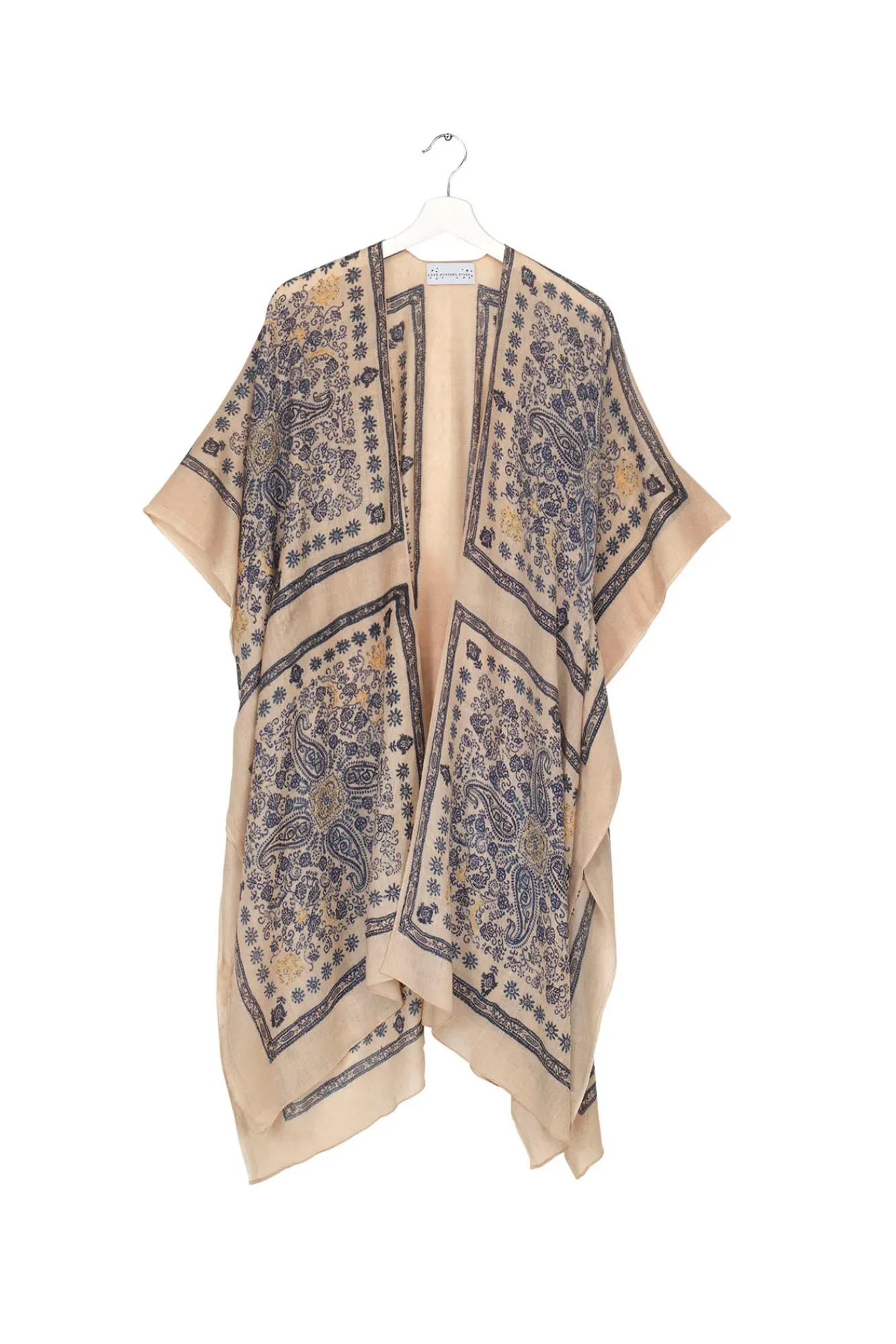 One Hundred Stars Mehndi Blue Wool Throwover|Women Wool Throwovers