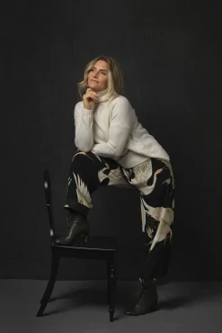 One Hundred Stars Stork Black Crepe Lounge Pants|Women Palazzo Pants