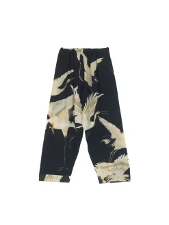 One Hundred Stars Stork Black Crepe Lounge Pants|Women Palazzo Pants