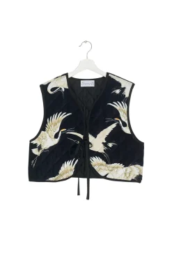 One Hundred Stars Stork Black Gilet|Women Gilets