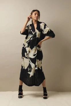 One Hundred Stars Stork Black Rachel Dress|Women Dresses