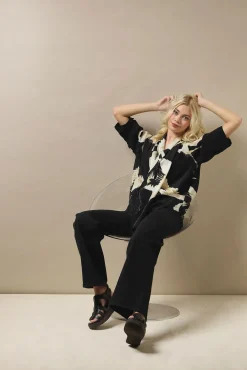 One Hundred Stars Stork Black Rachel Top|Women Tops