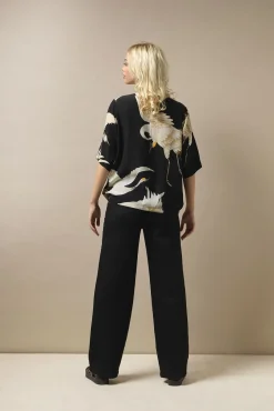 One Hundred Stars Stork Black Rachel Top|Women Tops