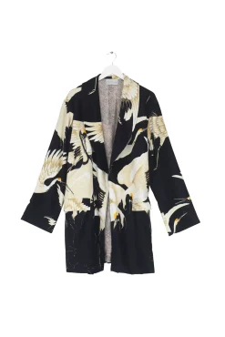 One Hundred Stars Stork Black Velvet Boyfriend Jacket|Women Velvet Coats