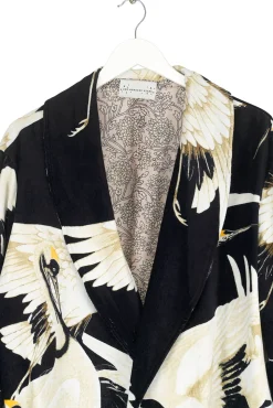 One Hundred Stars Stork Black Velvet Boyfriend Jacket|Women Velvet Coats