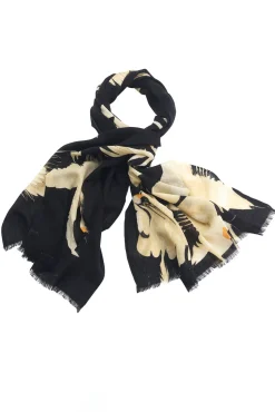 One Hundred Stars Stork Black Wool Scarf| Scarves