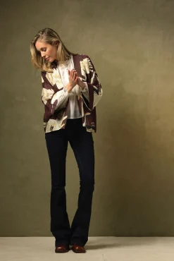 One Hundred Stars Stork Burgundy Kimono|Women Short Kimonos