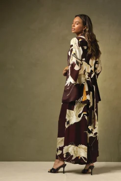 One Hundred Stars Stork Burgundy Palazzo Pant|Women Palazzo Pants