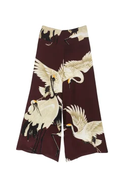 One Hundred Stars Stork Burgundy Palazzo Pant|Women Palazzo Pants