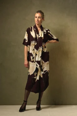 One Hundred Stars Stork Burgundy Rachel Dress|Women Dresses