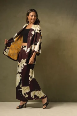 One Hundred Stars Stork Burgundy Wrap Jacket|Women Wrap Jackets