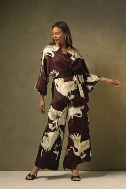 One Hundred Stars Stork Burgundy Wrap Jacket|Women Wrap Jackets