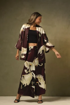 One Hundred Stars Stork Burgundy Wrap Jacket|Women Wrap Jackets