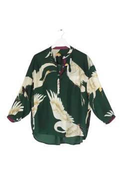 One Hundred Stars Stork Forest Green Darcy Shirt|Women Tops