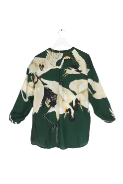 One Hundred Stars Stork Forest Green Darcy Shirt|Women Tops