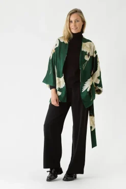 One Hundred Stars Stork Forest Green Wrap Jacket|Women Wrap Jackets