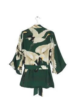 One Hundred Stars Stork Forest Green Wrap Jacket|Women Wrap Jackets