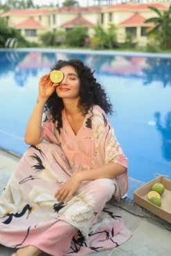 One Hundred Stars Stork Pink Margeux Kaftan|Women Dresses