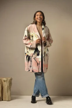 One Hundred Stars Stork Pink Velvet Boyfriend Jacket|Women Velvet Coats