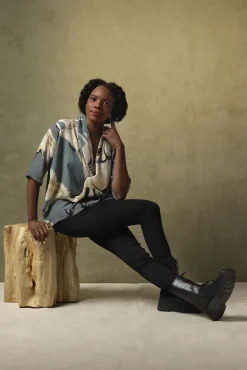 One Hundred Stars Stork Slate Rachel Top|Women Tops