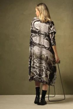 One Hundred Stars Sunburst Grey Asymmetric Dress|Women Dresses