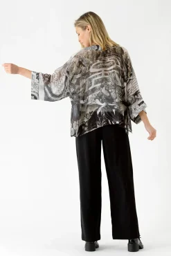 One Hundred Stars Sunburst Grey Kimono|Women Short Kimonos