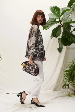 One Hundred Stars Sunburst Grey Kimono|Women Short Kimonos