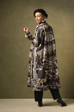 One Hundred Stars Sunburst Grey Velvet Duster|Women Velvet Coats