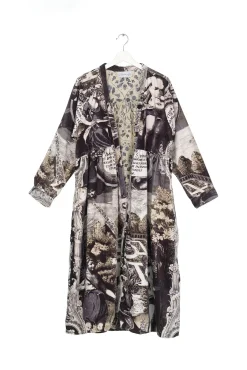 One Hundred Stars Sunburst Grey Velvet Duster|Women Velvet Coats