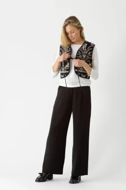 One Hundred Stars Vintage Damask Black Gilet|Women Gilets