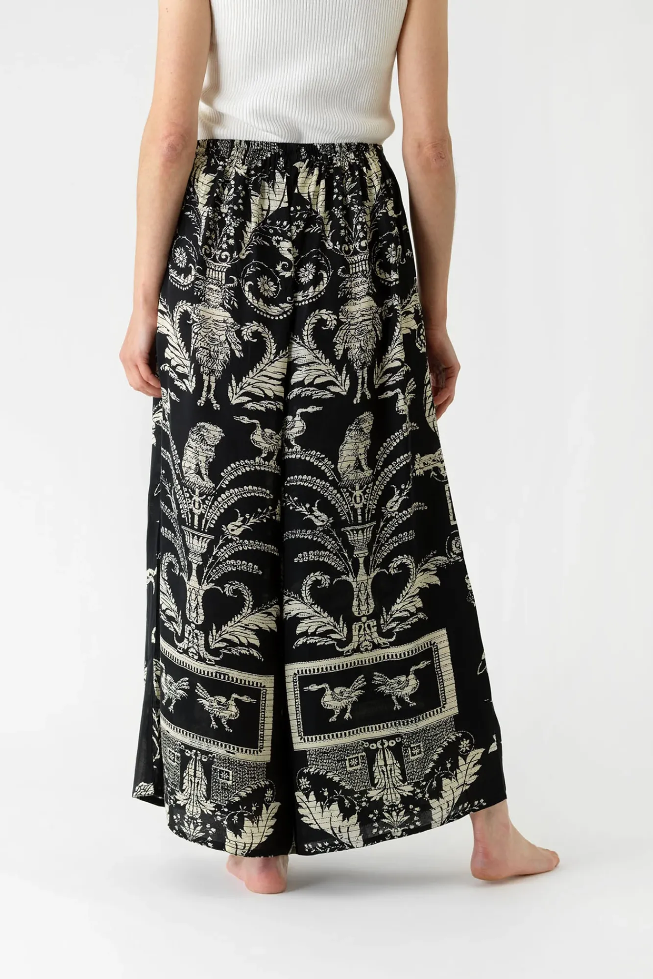 One Hundred Stars Vintage Damask Black Palazzo Pant|Women Palazzo Pants