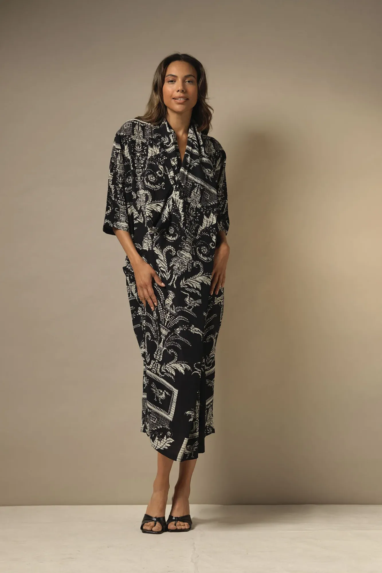 One Hundred Stars Vintage Damask Black Rachel Dress|Women Dresses