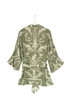 One Hundred Stars Vintage Damask Sage Wrap Jacket|Women Wrap Jackets